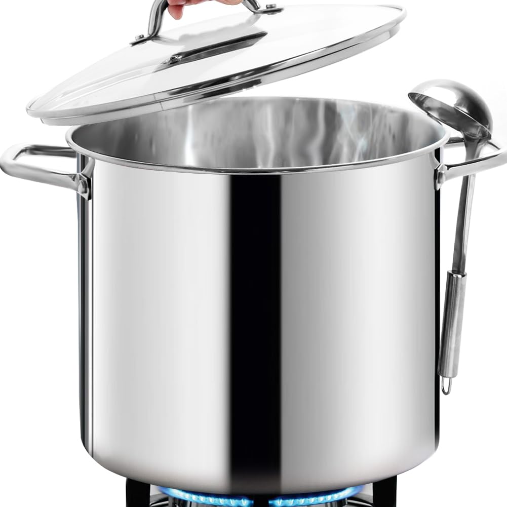 24 Quart Stainless Steel Stockpot with Lid H374137