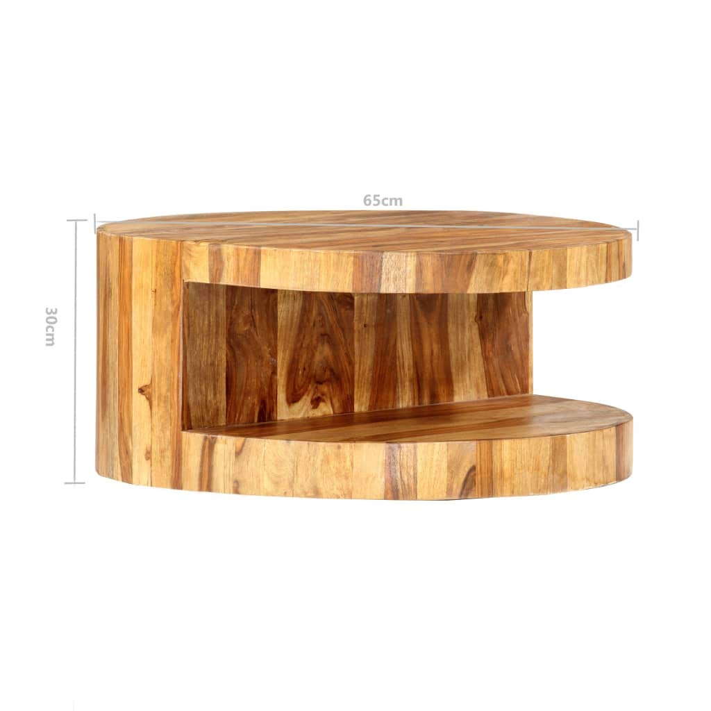 Sheesham Wood Round Coffee Table with Storage Shelf H5430