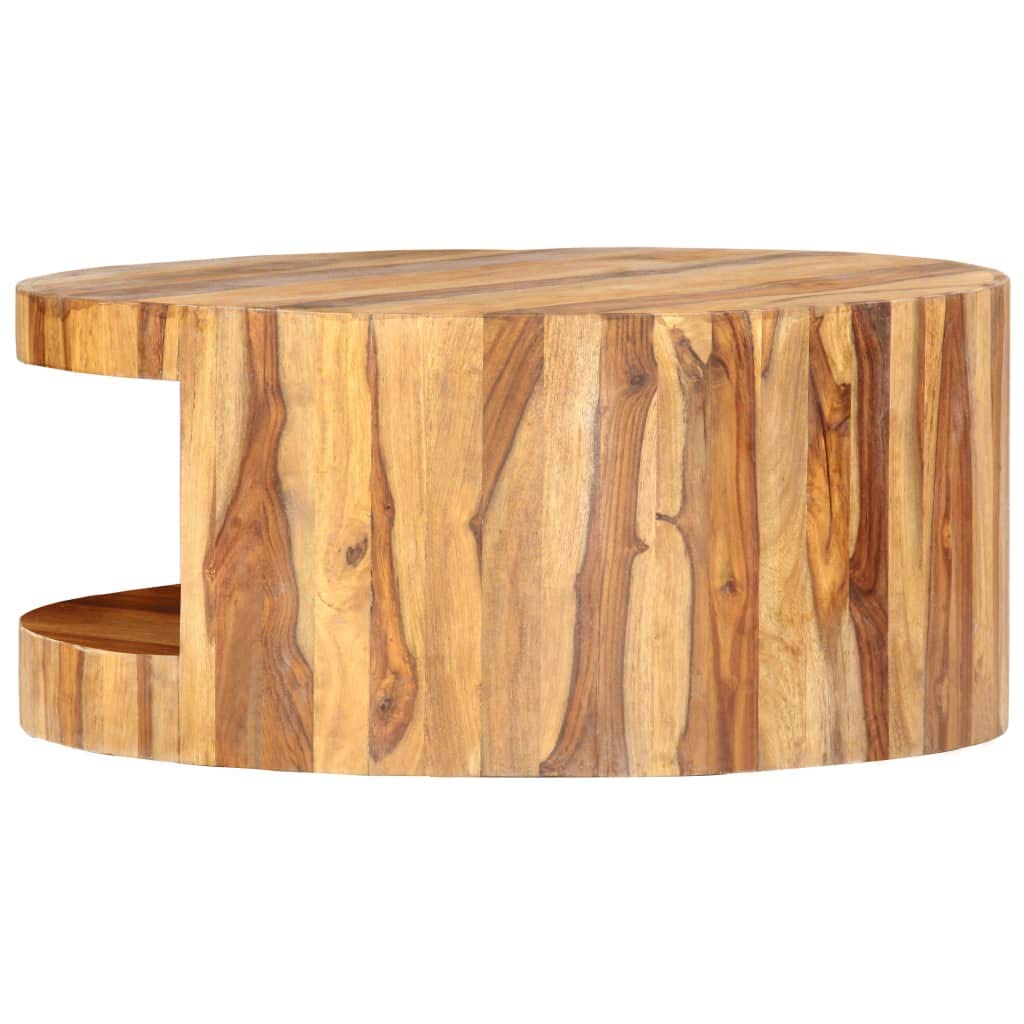 Sheesham Wood Round Coffee Table with Storage Shelf H5430