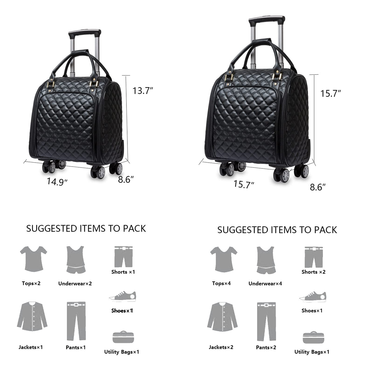 Leather Expandable Spinner Underseat Carry On Luggage M38023