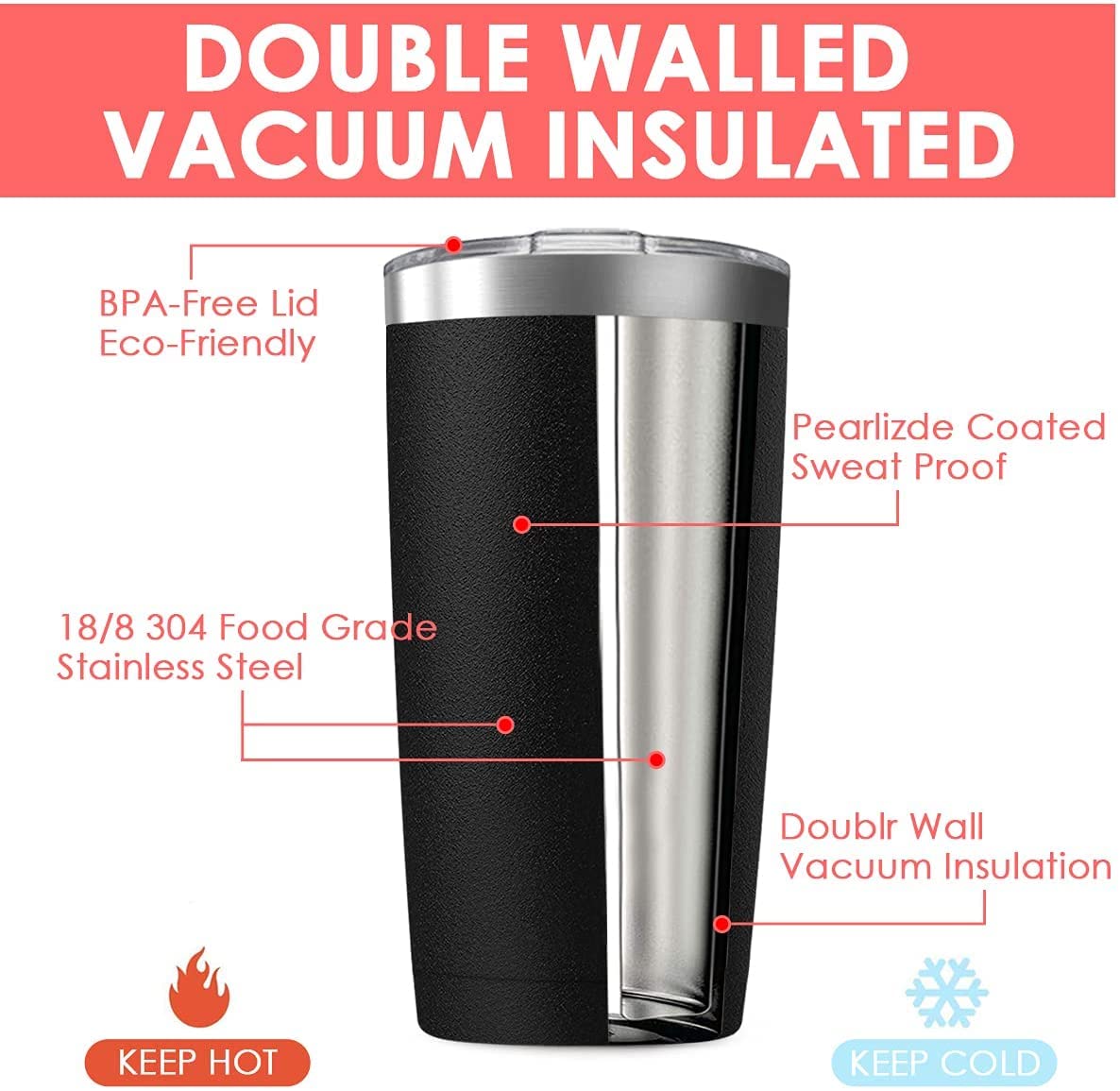 20oz Vacuum Insulated Stainless Steel Tumbler G840418