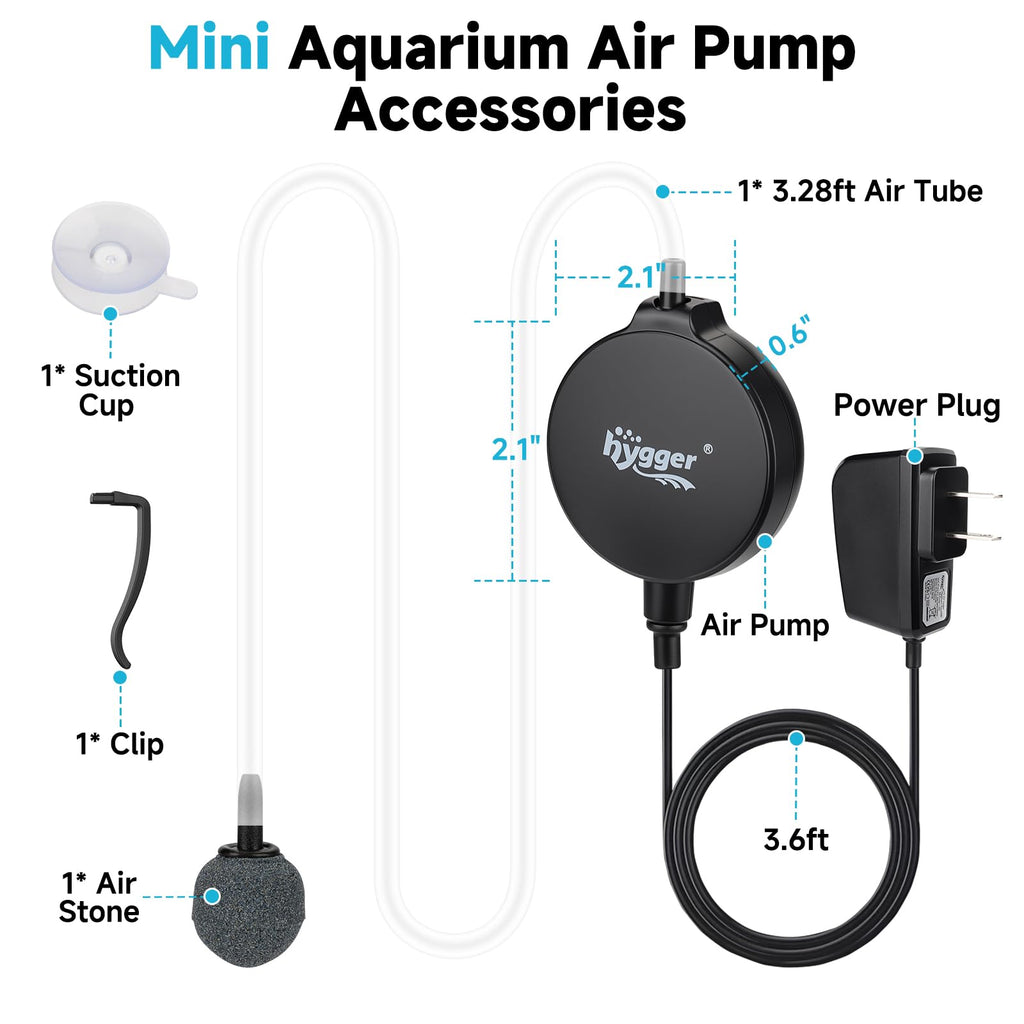 1.5 Watt Mini Aquarium Air Pump with Air Stone Tubing B634