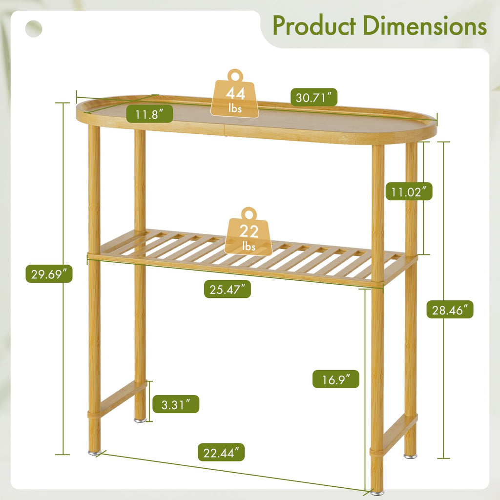 Bamboo 2-tier Oval Top Console Table X2649