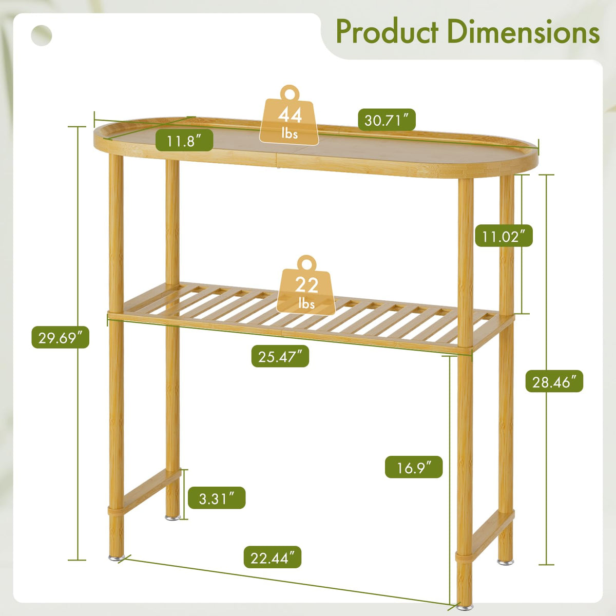 Bamboo 2-tier Oval Top Console Table X2649
