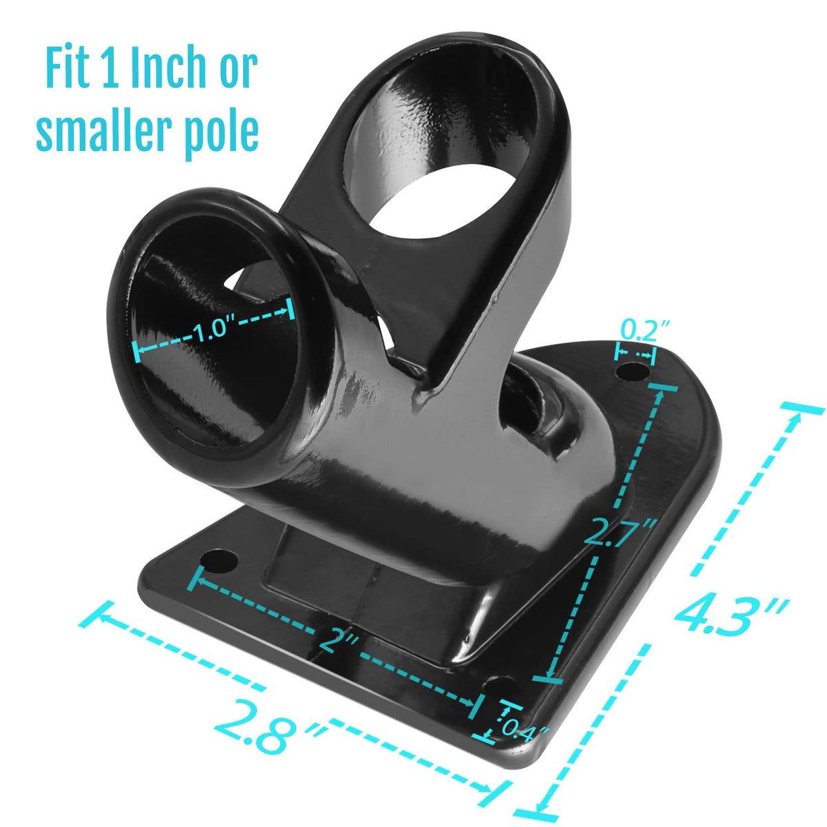 Two-Position Flag Pole Holder Mounting Bracket Aluminum 1" Inner Diameter Black Y909744