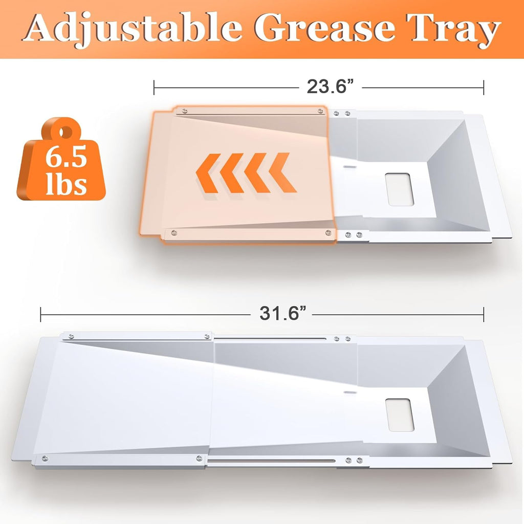 Universal Grease Tray with Catch Pan Adjustable Drip Pan for Gas Grill S219409