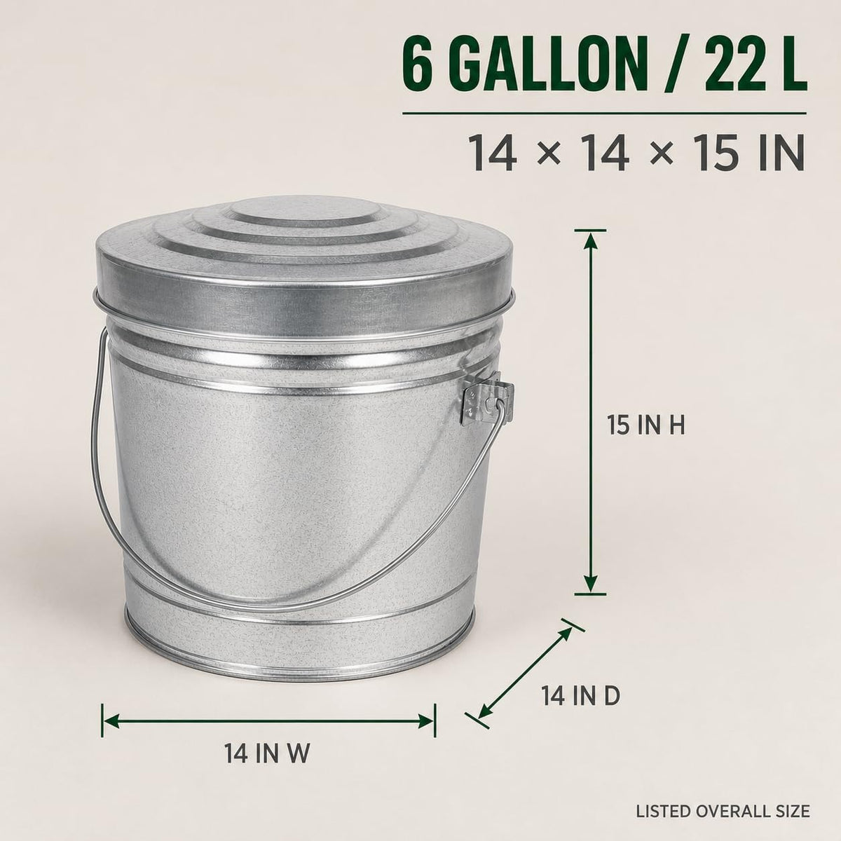 6 Gal Galvanized Steel Storage Can with Locking Lid A57322