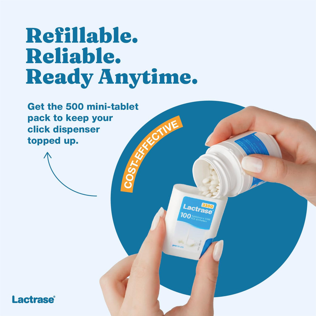 Lactrase Tablet Dispenser 3,300 FCC Lactase Units 100 Pills X438