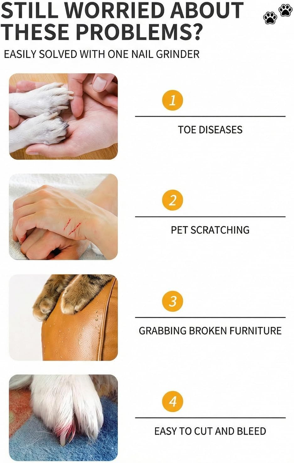 Electric Pet Nail Trimmer with LED Light 3-Speed D512216