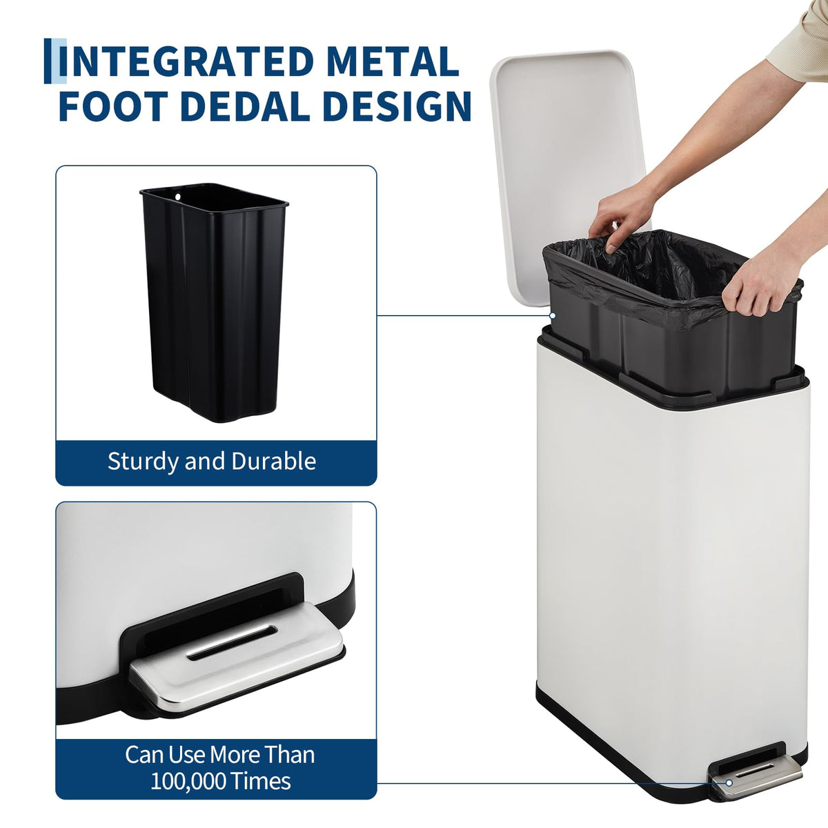 13.2 Gallon Stainless Steel Step Trash Can with Lid A99095