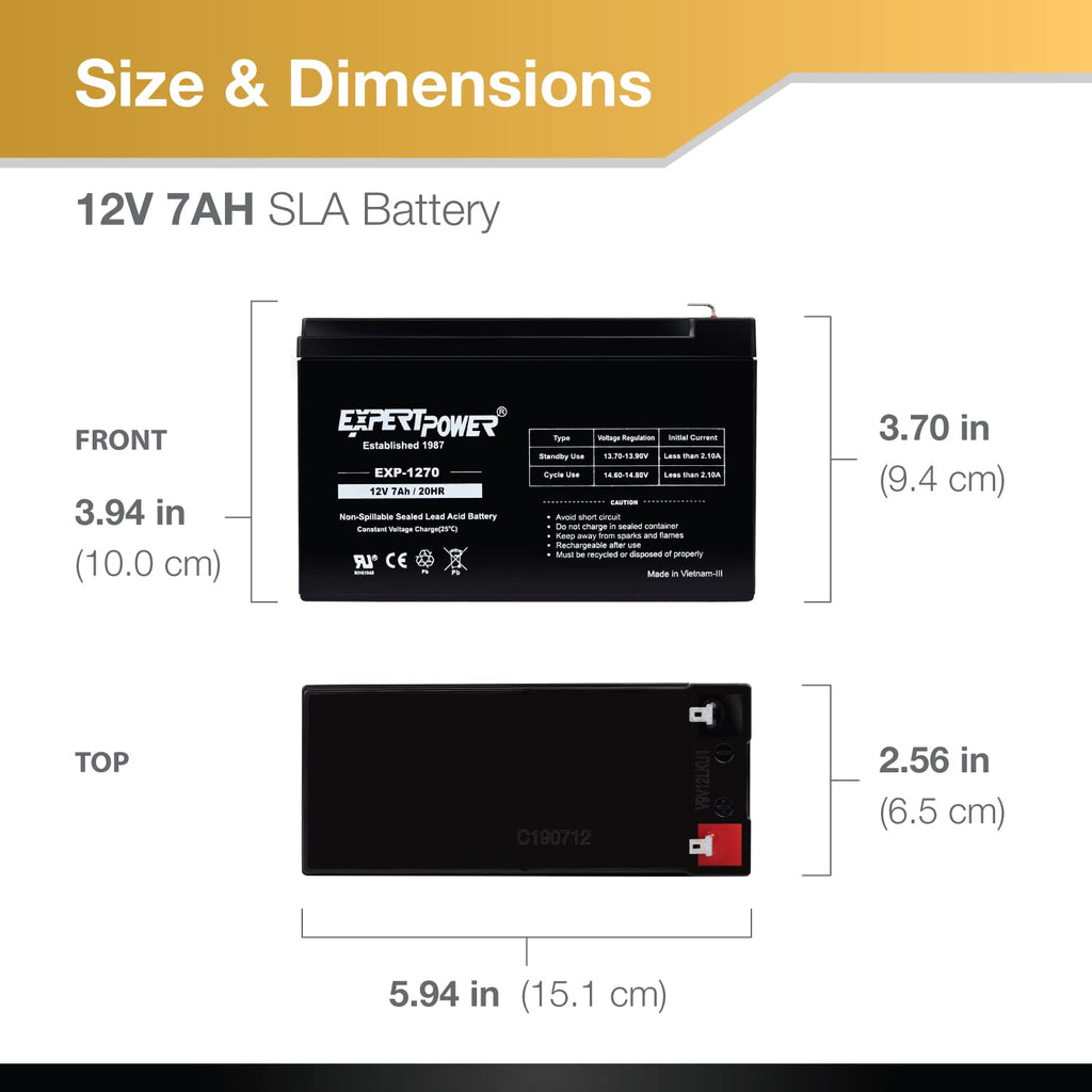 12V 7Ah Rechargeable SLA Battery with F1 Terminals H85288