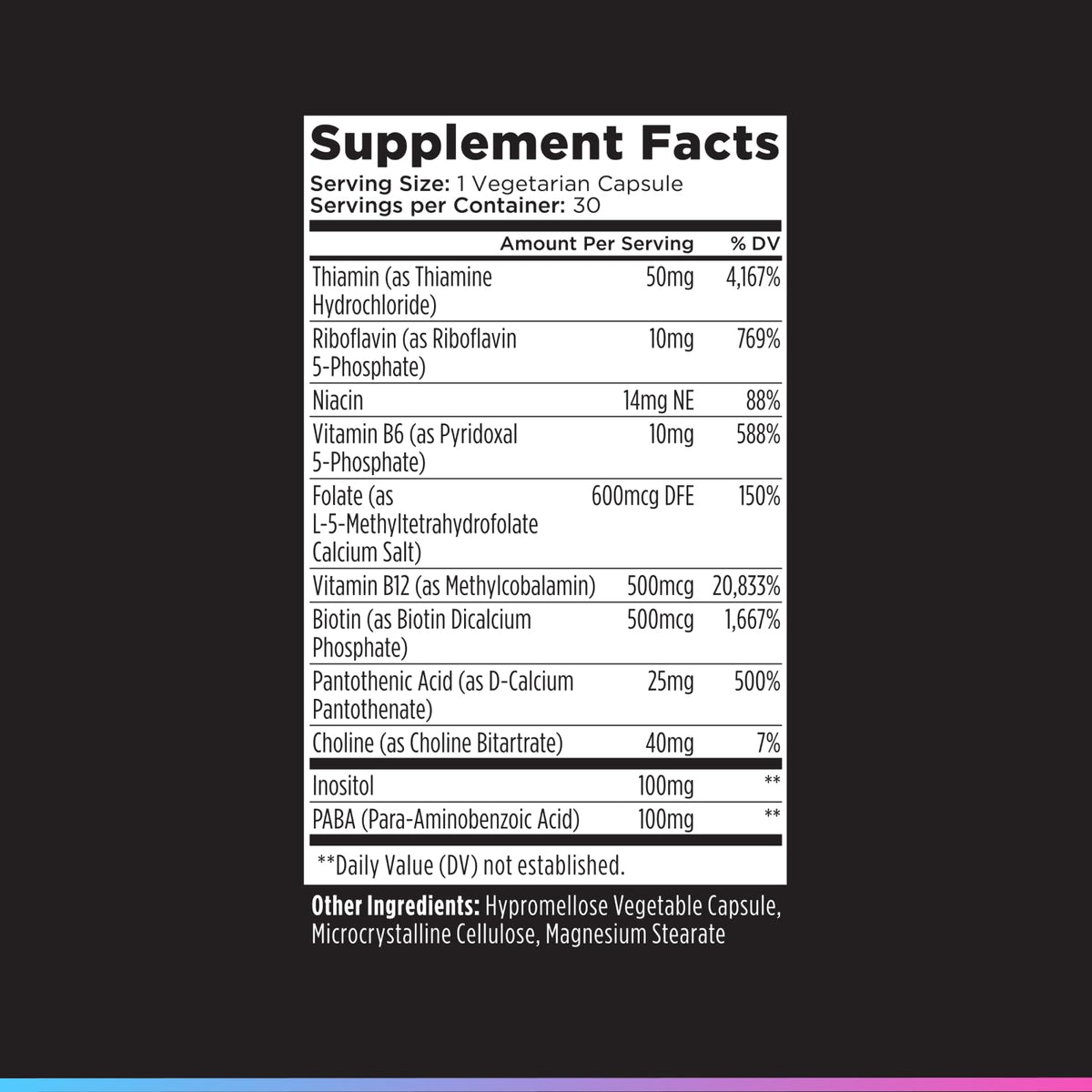 Vitamin B Complex Supplement 30 Capsules E140312