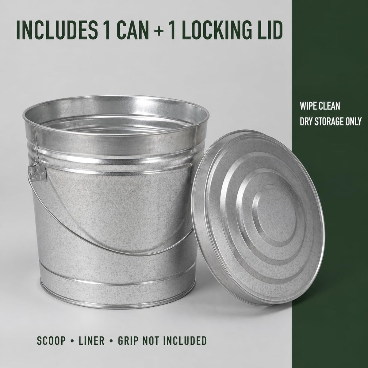 6 Gal Galvanized Steel Storage Can with Locking Lid A57322