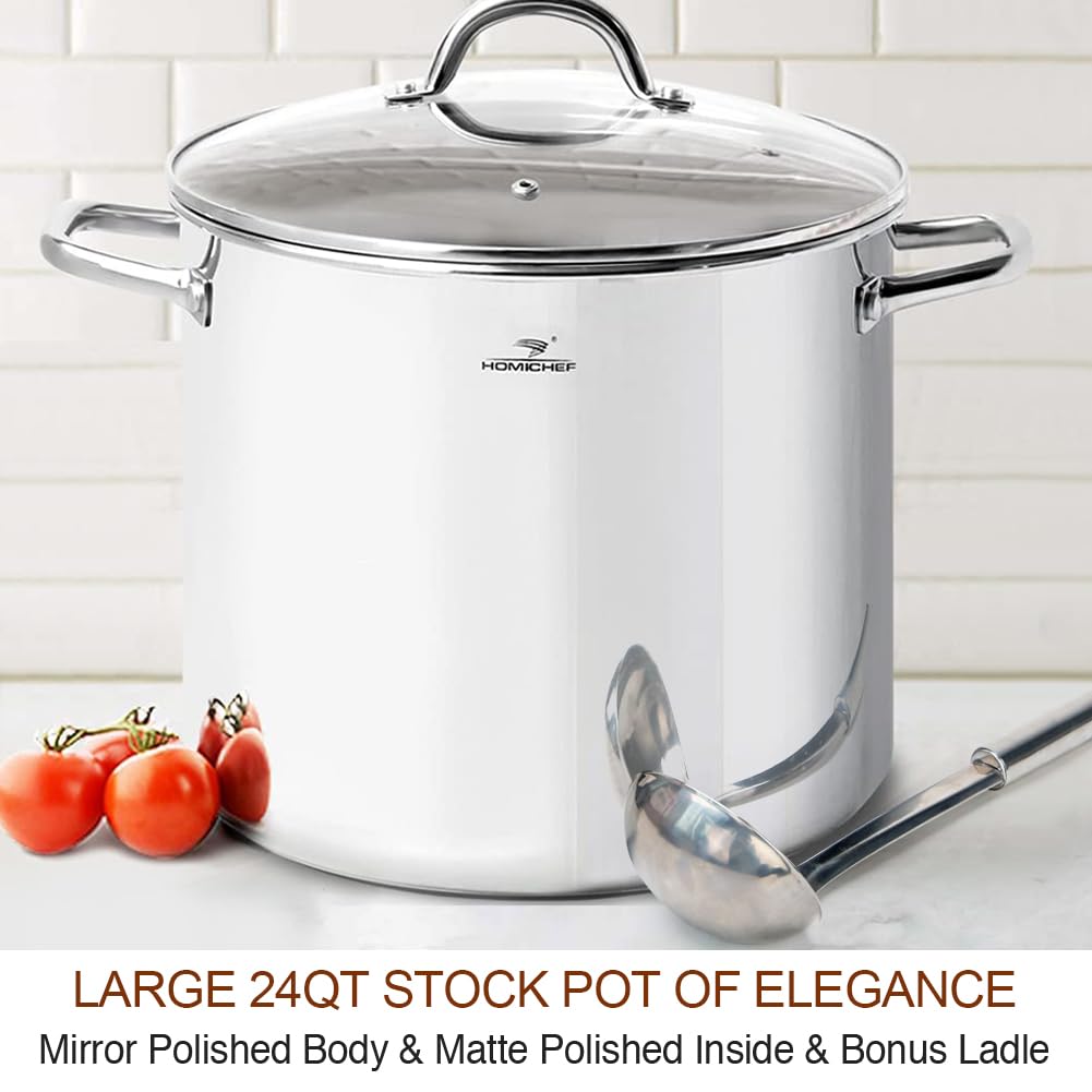 24 Quart Stainless Steel Stockpot with Lid H374137