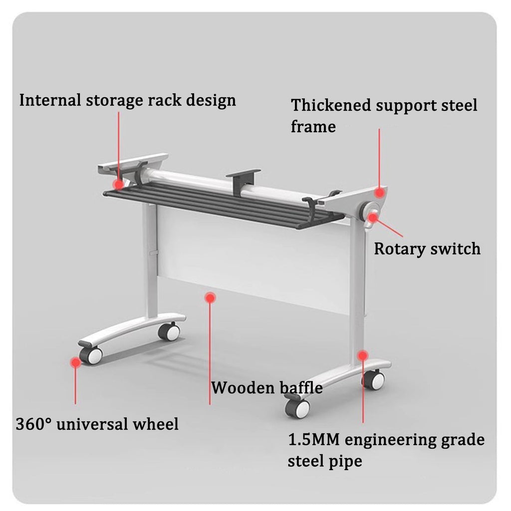 Folding Portable Conference Room Table with Metal Frame and Wheels O237