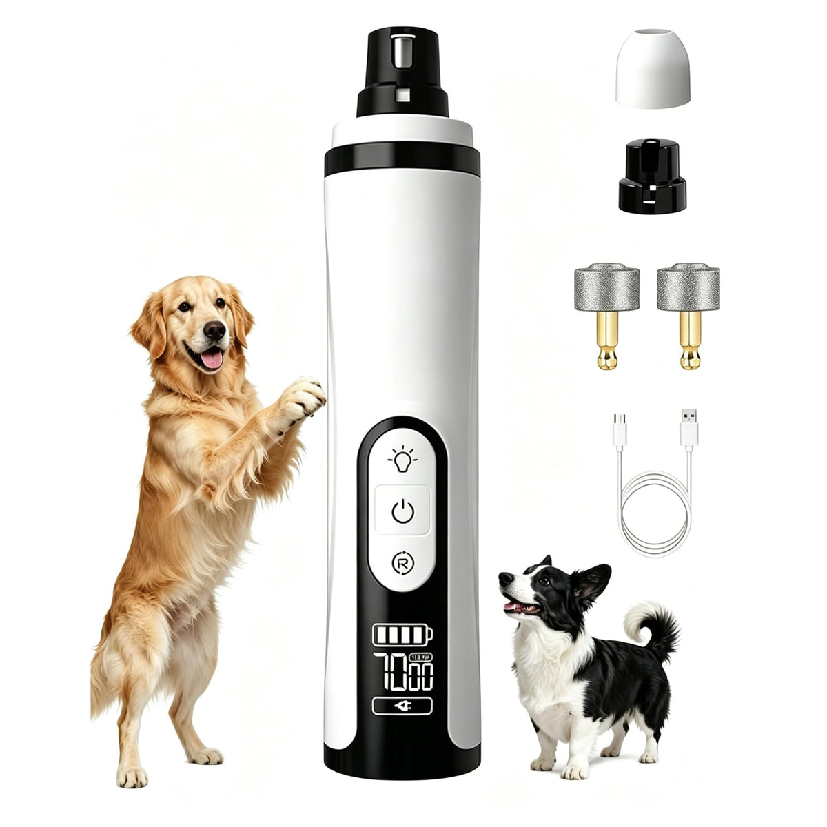Electric Pet Nail Trimmer with LED Light 3-Speed D512216