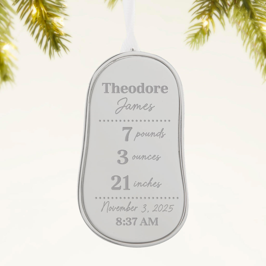 Silver Baby Bootie Metal Christmas Ornament L805392
