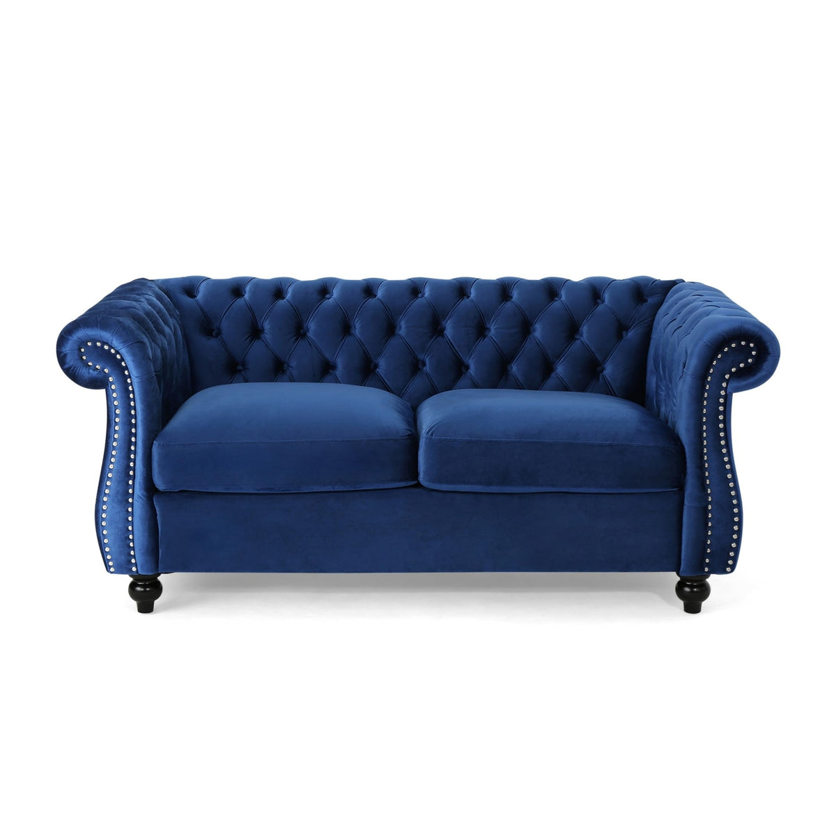 Navy Blue Velvet Loveseat Sofa K175548