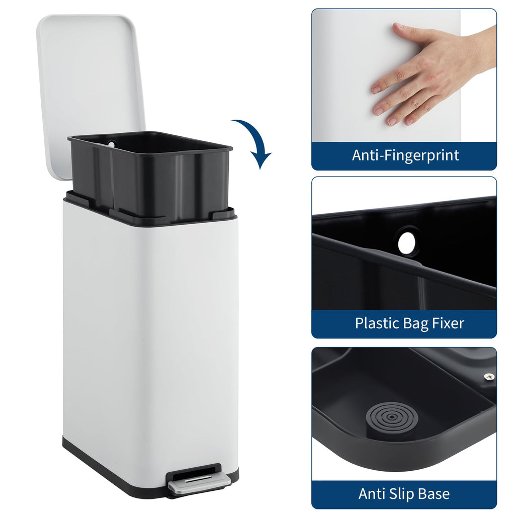 13.2 Gallon Stainless Steel Step Trash Can with Lid A99095