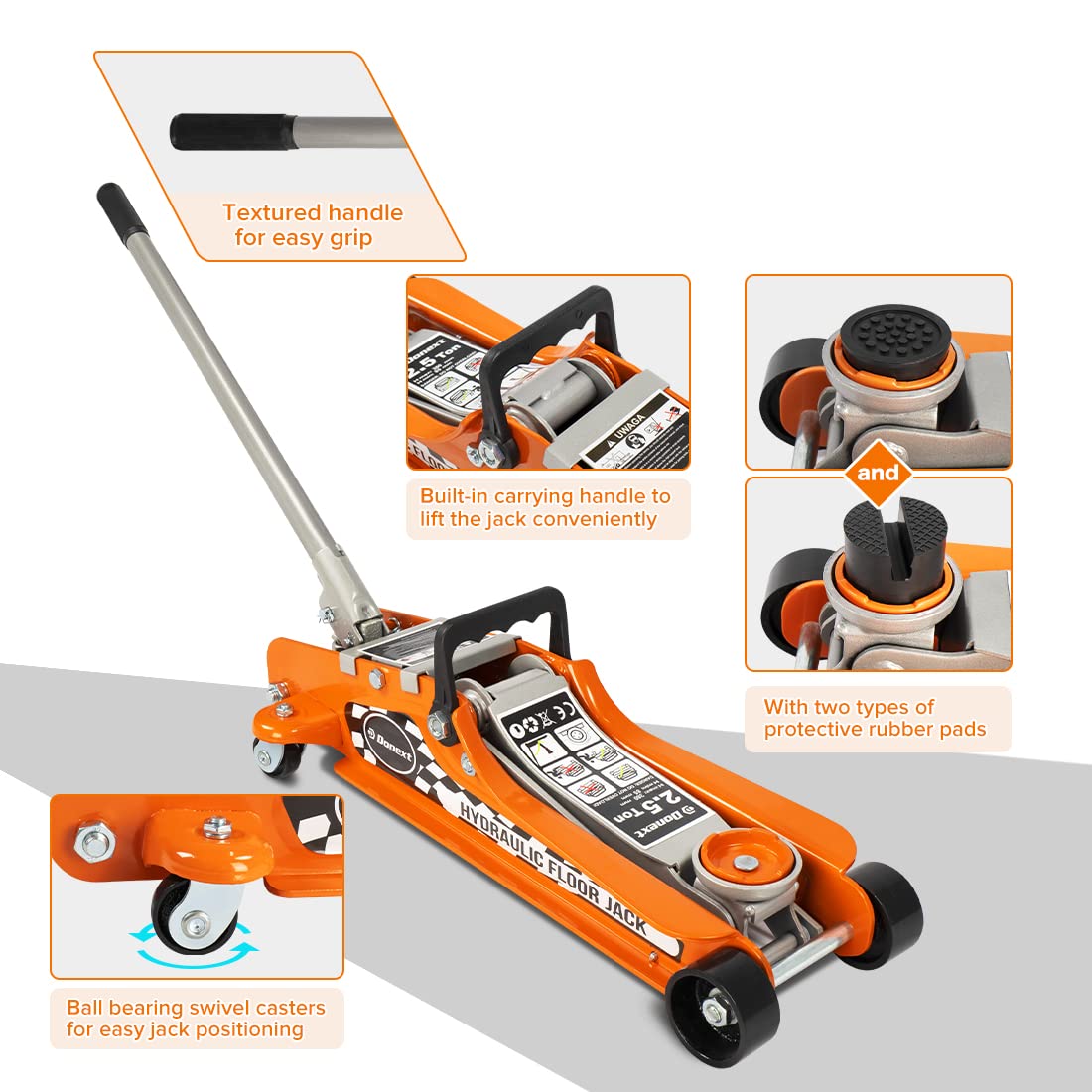 2.5 Ton Steel Floor Jack and 3 Ton Black Jack Stands E937809