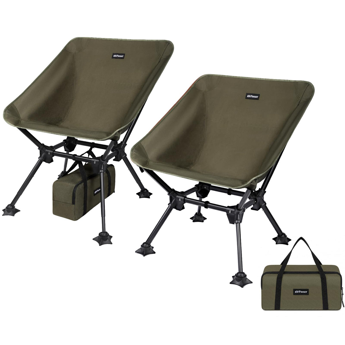 2 Pack Green Folding Camping Chair with Storage Bag D418227