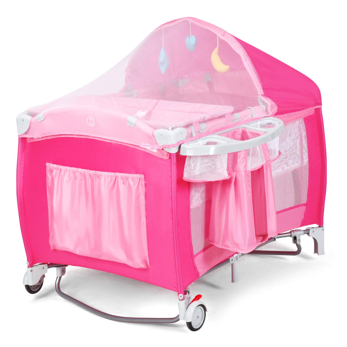 4 in 1 Pink Pack and Play with Bassinet Z509