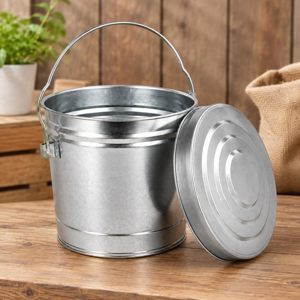 6 Gal Galvanized Steel Storage Can with Locking Lid A57322