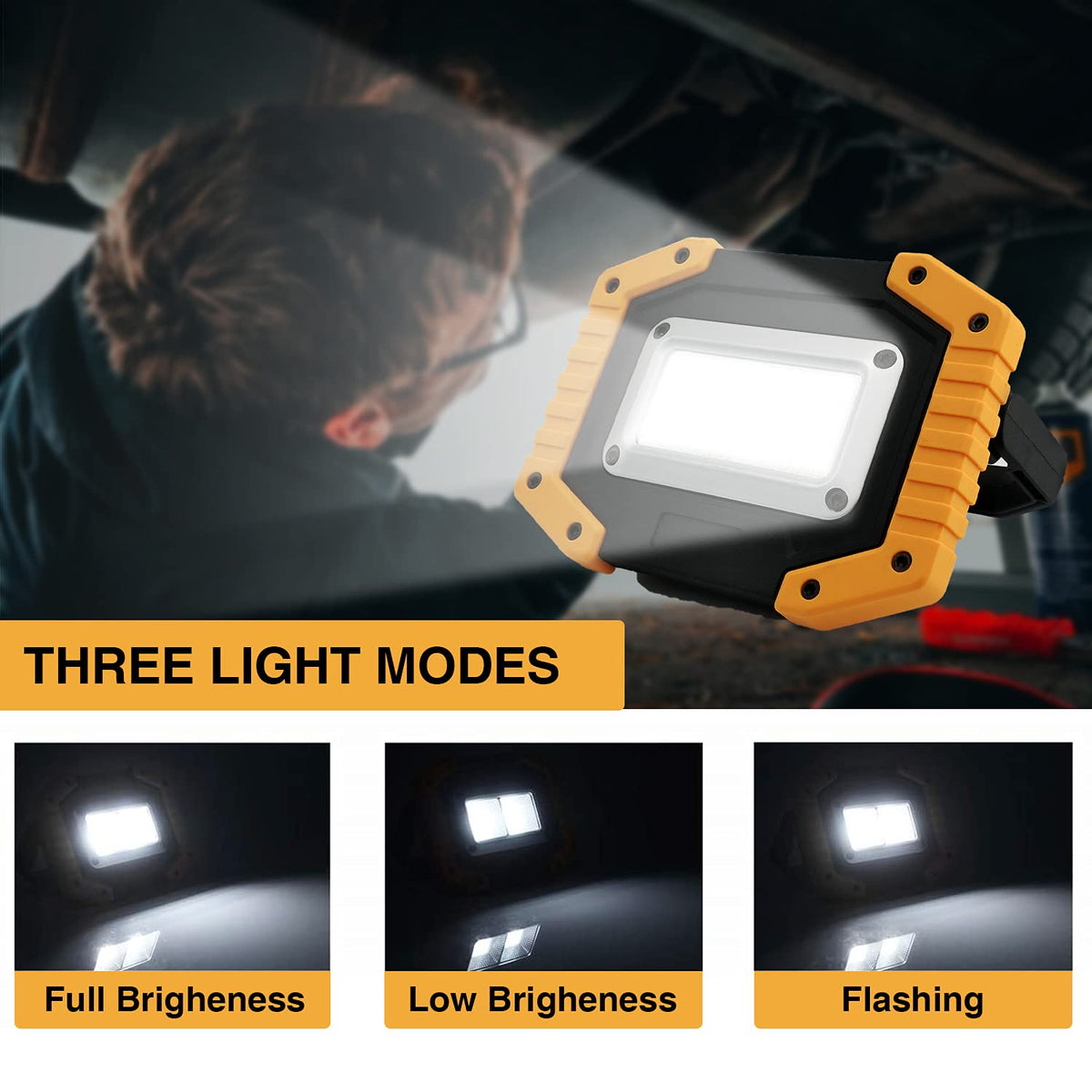 30W 2000LM Portable Waterproof Rechargeable LED Work Light with Stand P2612