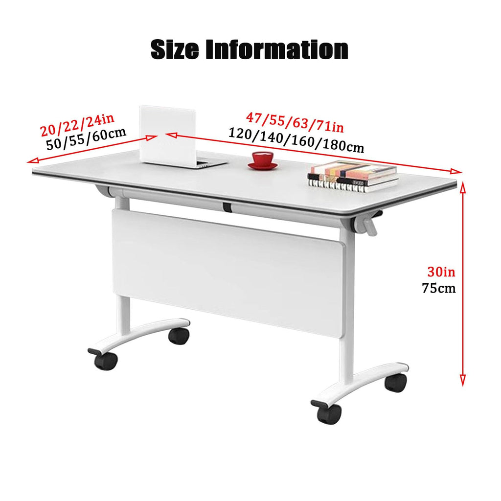 Folding Portable Conference Room Table with Metal Frame and Wheels O237