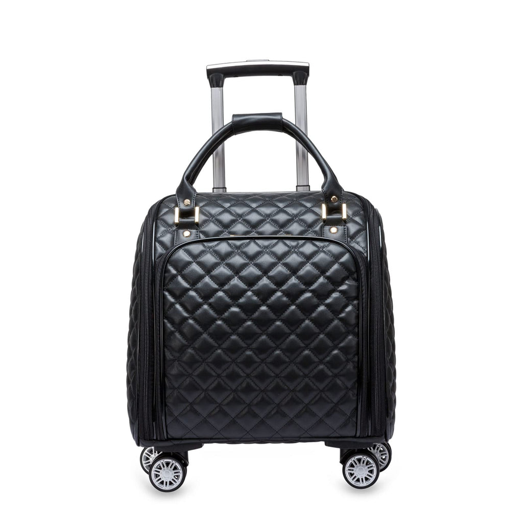 Leather Expandable Spinner Underseat Carry On Luggage M38023