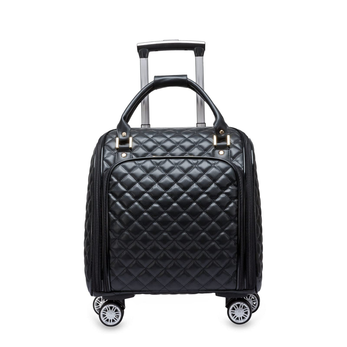 Leather Expandable Spinner Underseat Carry On Luggage M38023