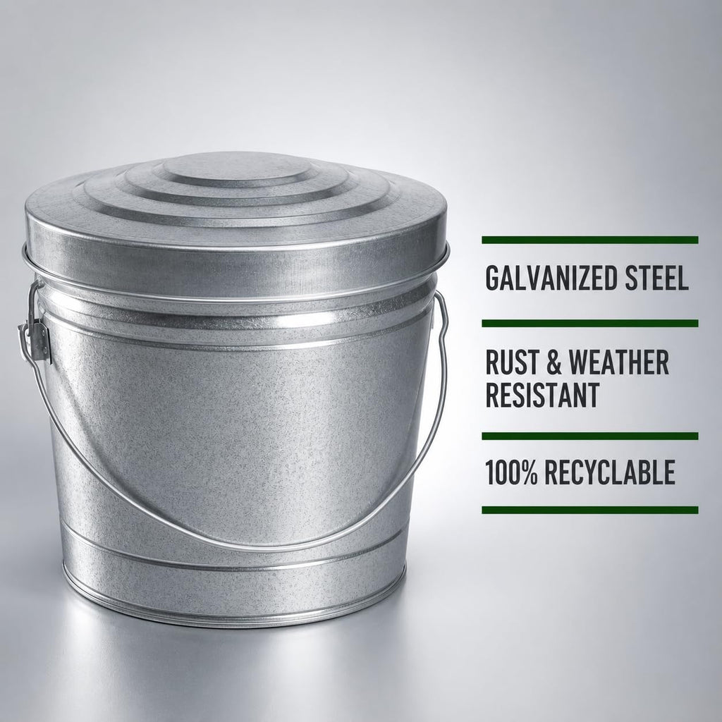 6 Gal Galvanized Steel Storage Can with Locking Lid A57322
