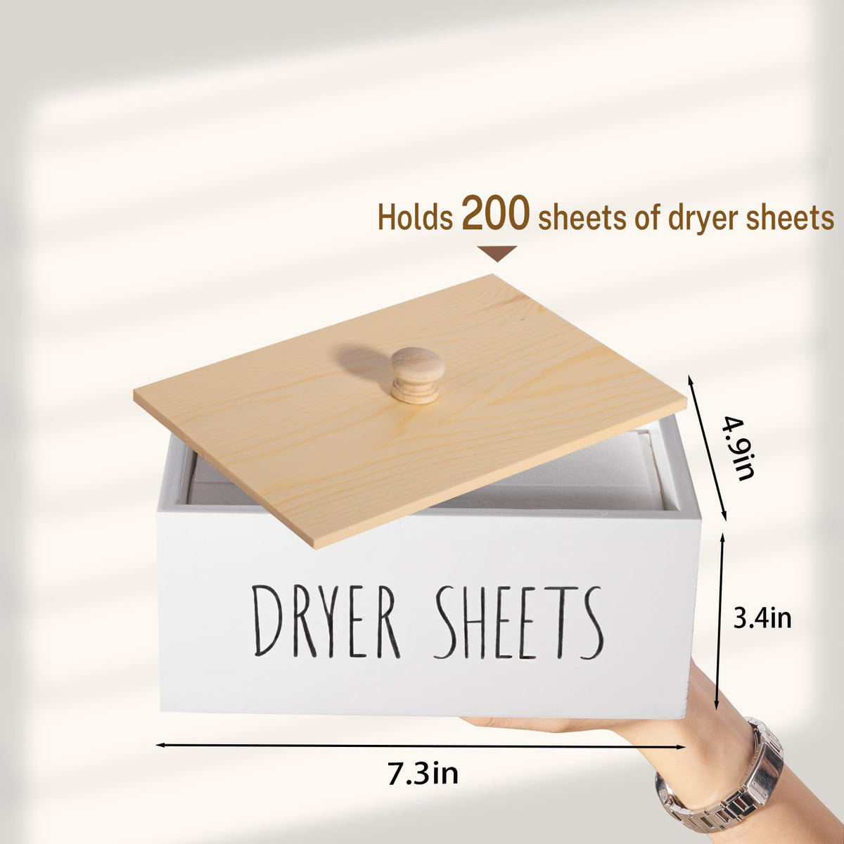 Wood Laundry Detergent Dispenser Holder with Lid F31258