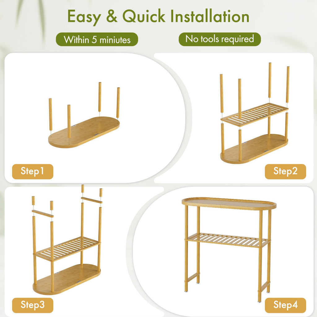 Bamboo 2-tier Oval Top Console Table X2649