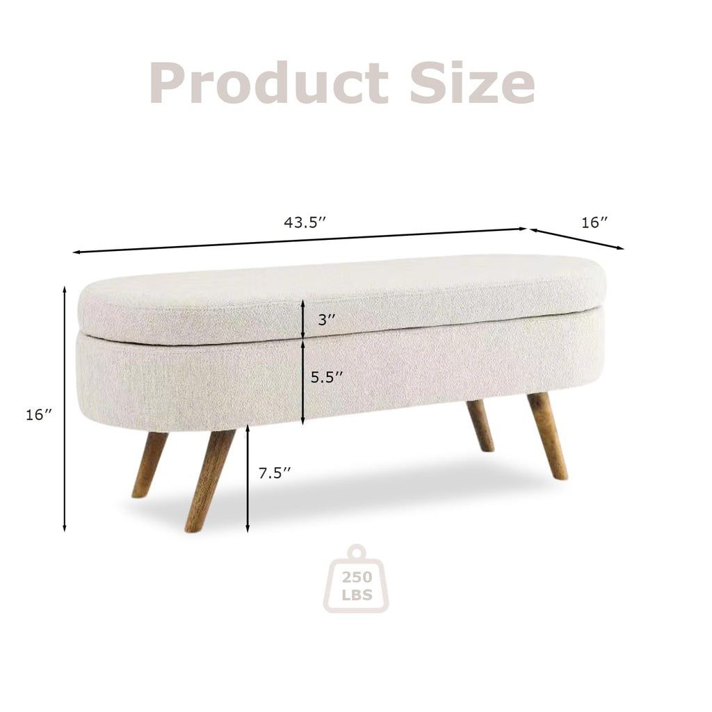 Oval Storage Bench Linen Fabric U6360