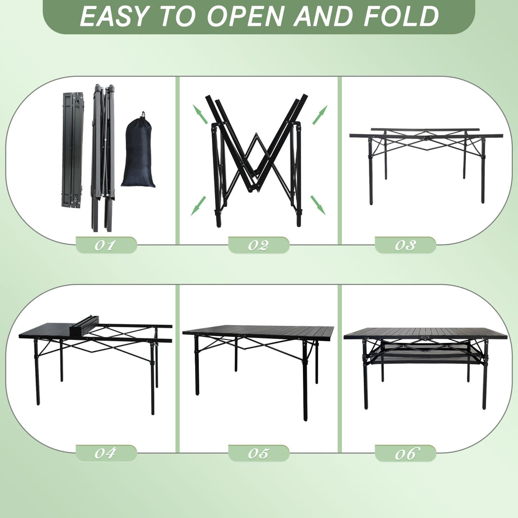 Large Folding Aluminum Camping Table with Storage and Carry Bag G510