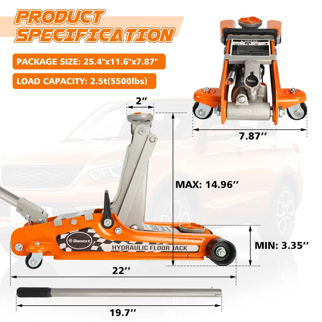 2.5 Ton Steel Floor Jack and 3 Ton Black Jack Stands E937809