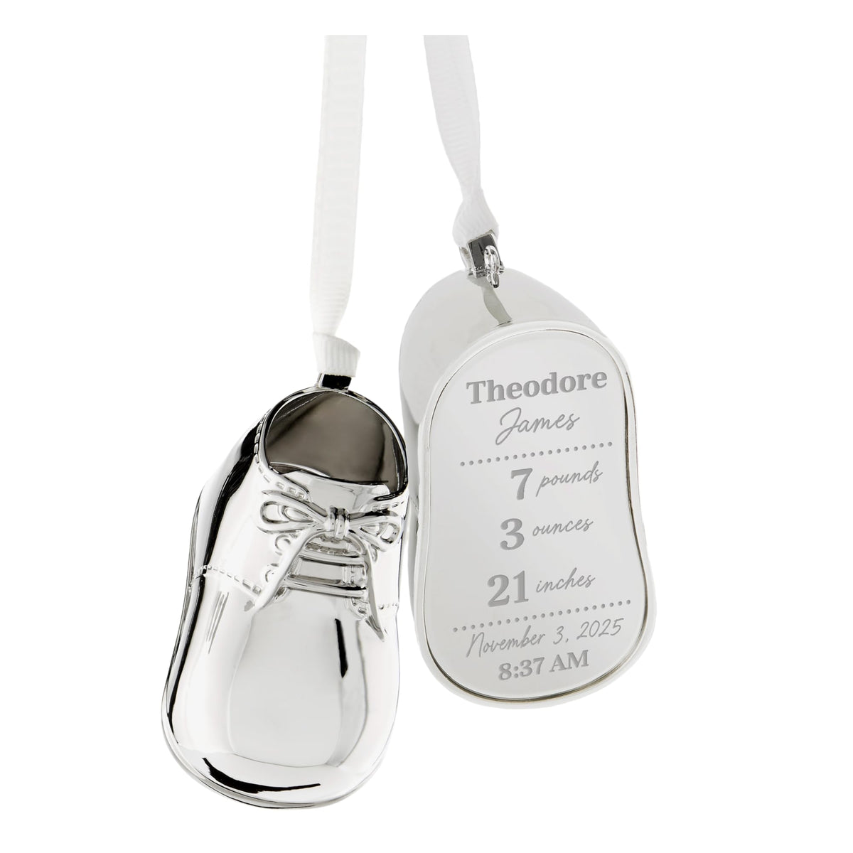 Silver Baby Bootie Metal Christmas Ornament L805392