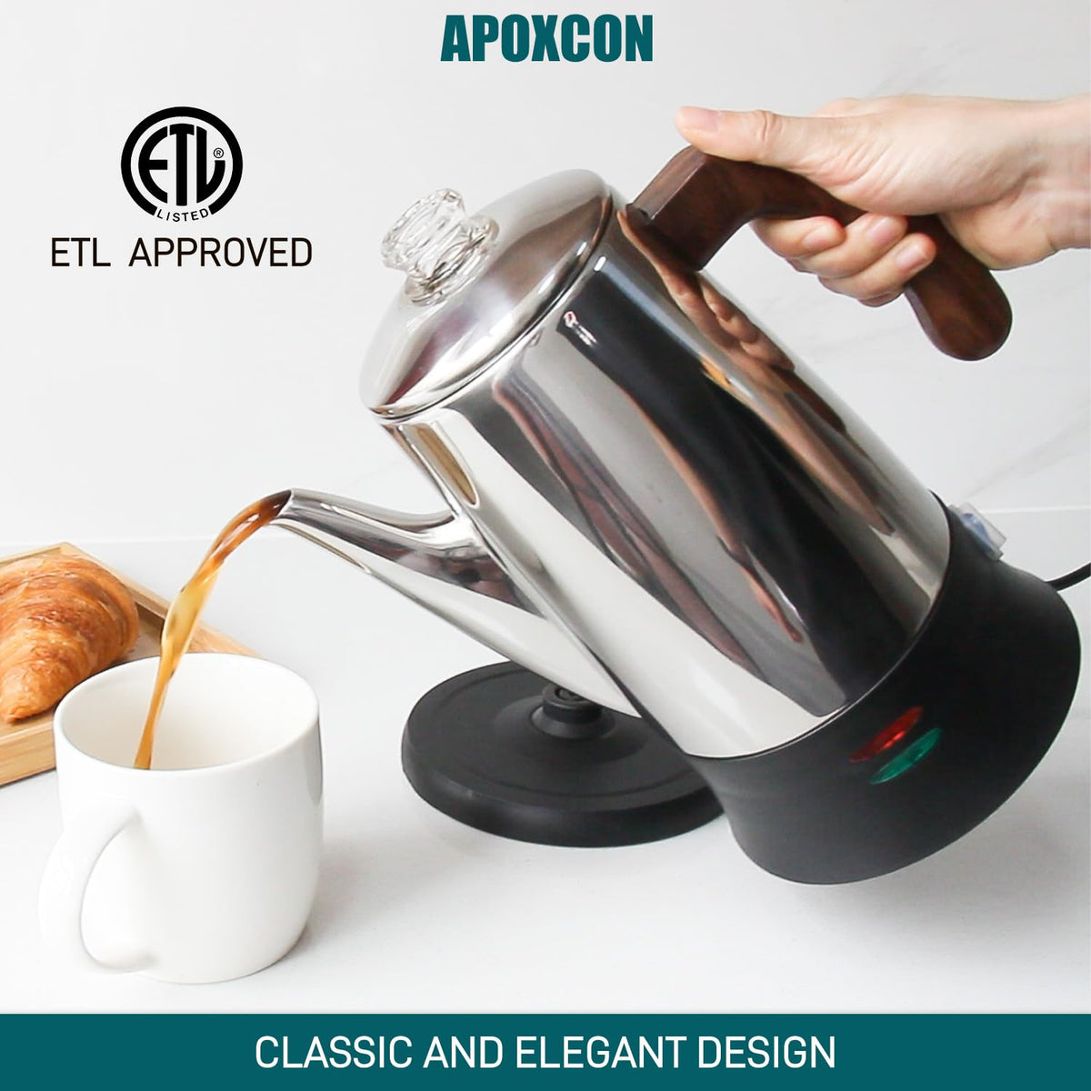 Electric Stainless Steel Coffee Percolator 8 Cup Z786
