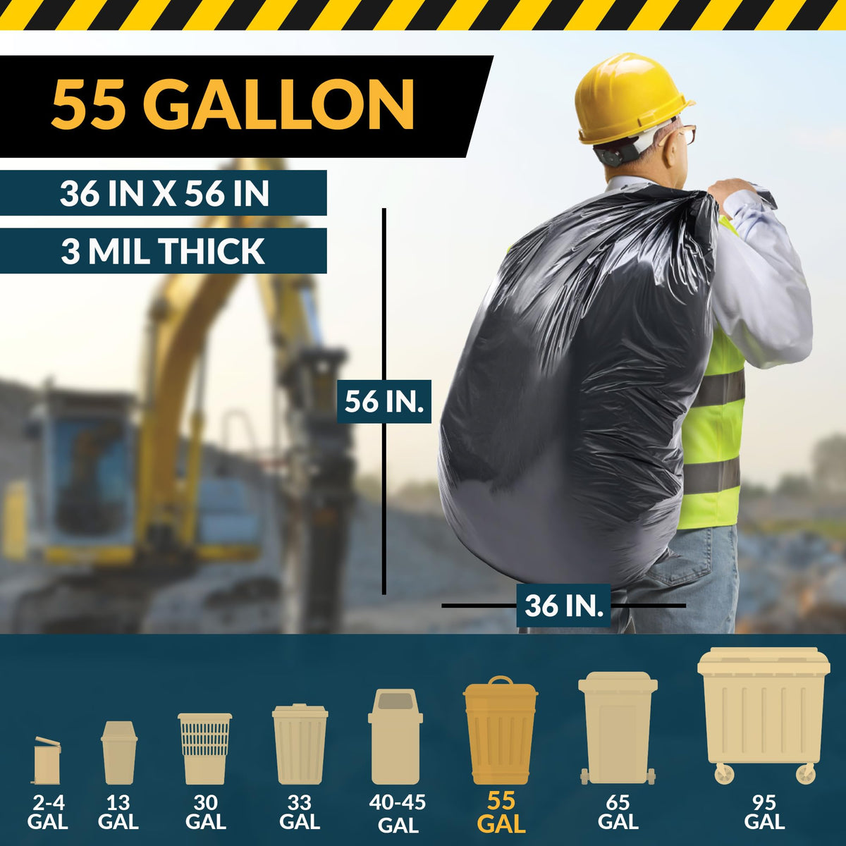 55 Gallon Heavy Duty Trash Bags N848309
