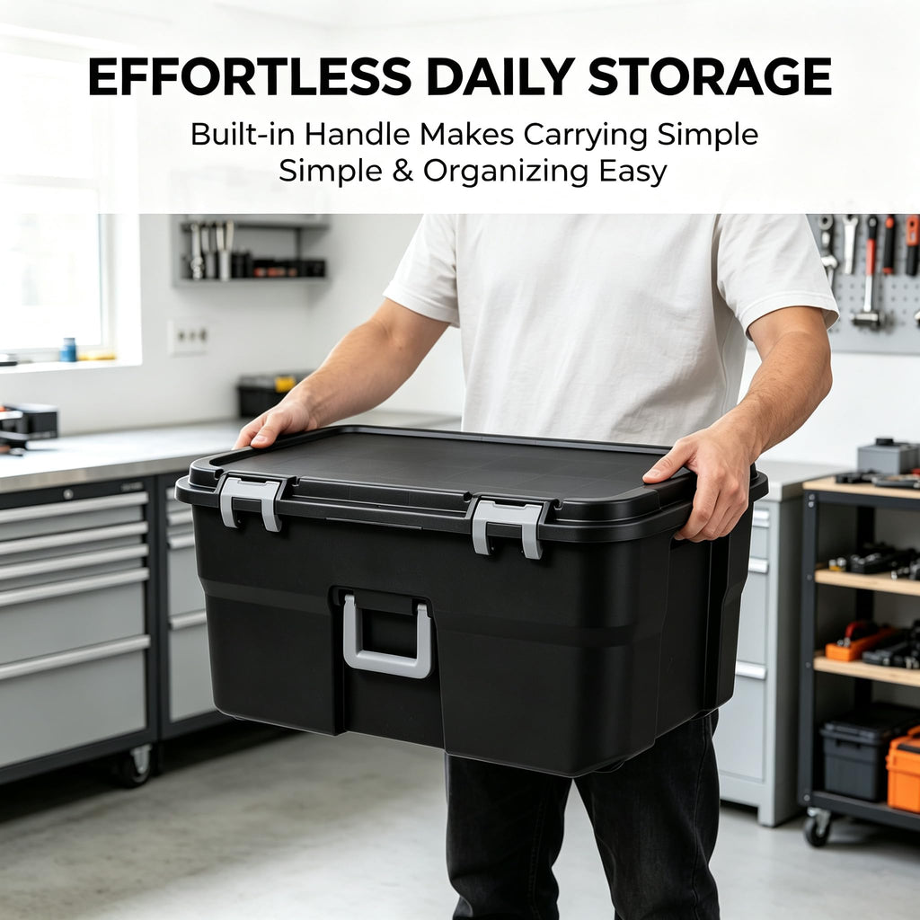 Storage Chest 22 Gal Heavy Duty Lockable Trunk with Wheels N32678
