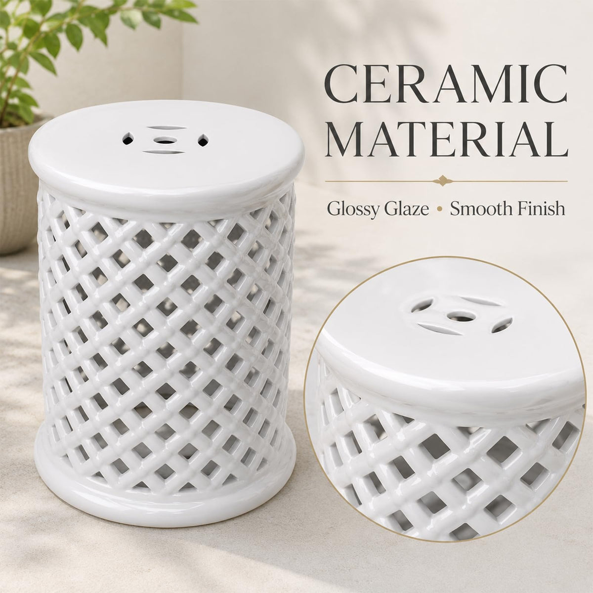 Glazed Ceramic Garden Stool Z6075