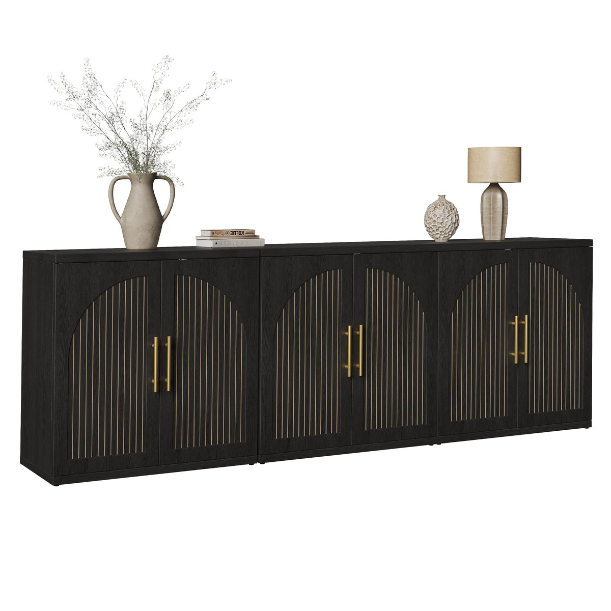 63" Black Wood Buffet Cabinet with Storage F345759