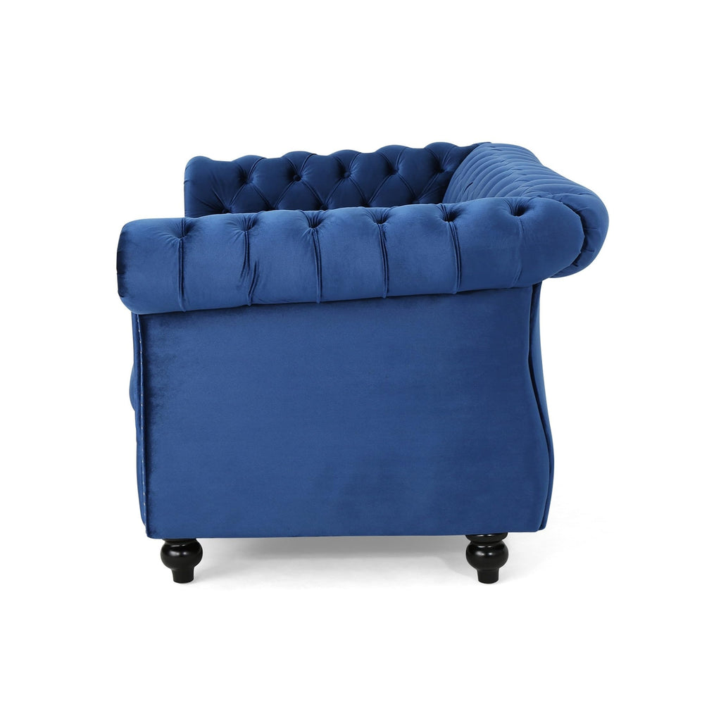 Navy Blue Velvet Loveseat Sofa K175548