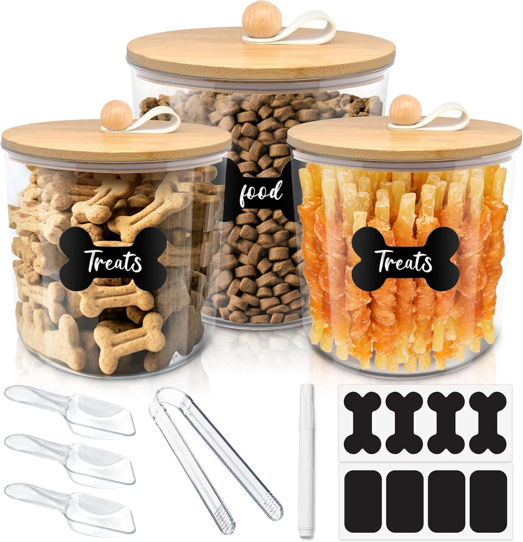 3 Pack Airtight Dog Food Storage Container with Bamboo Lids N640