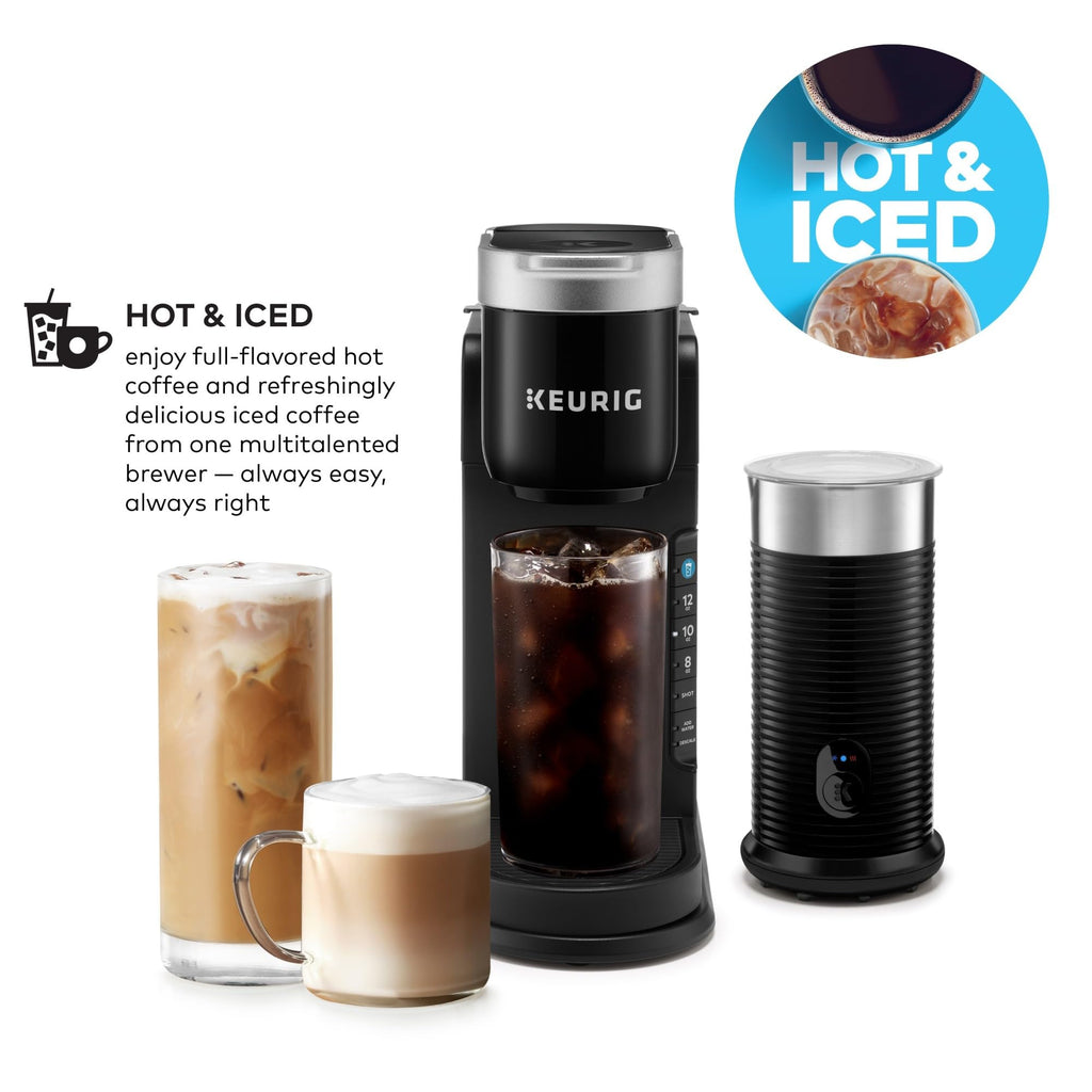 Single Serve Coffee Maker and Frother, 3 Brew Sizes, Black N638161
