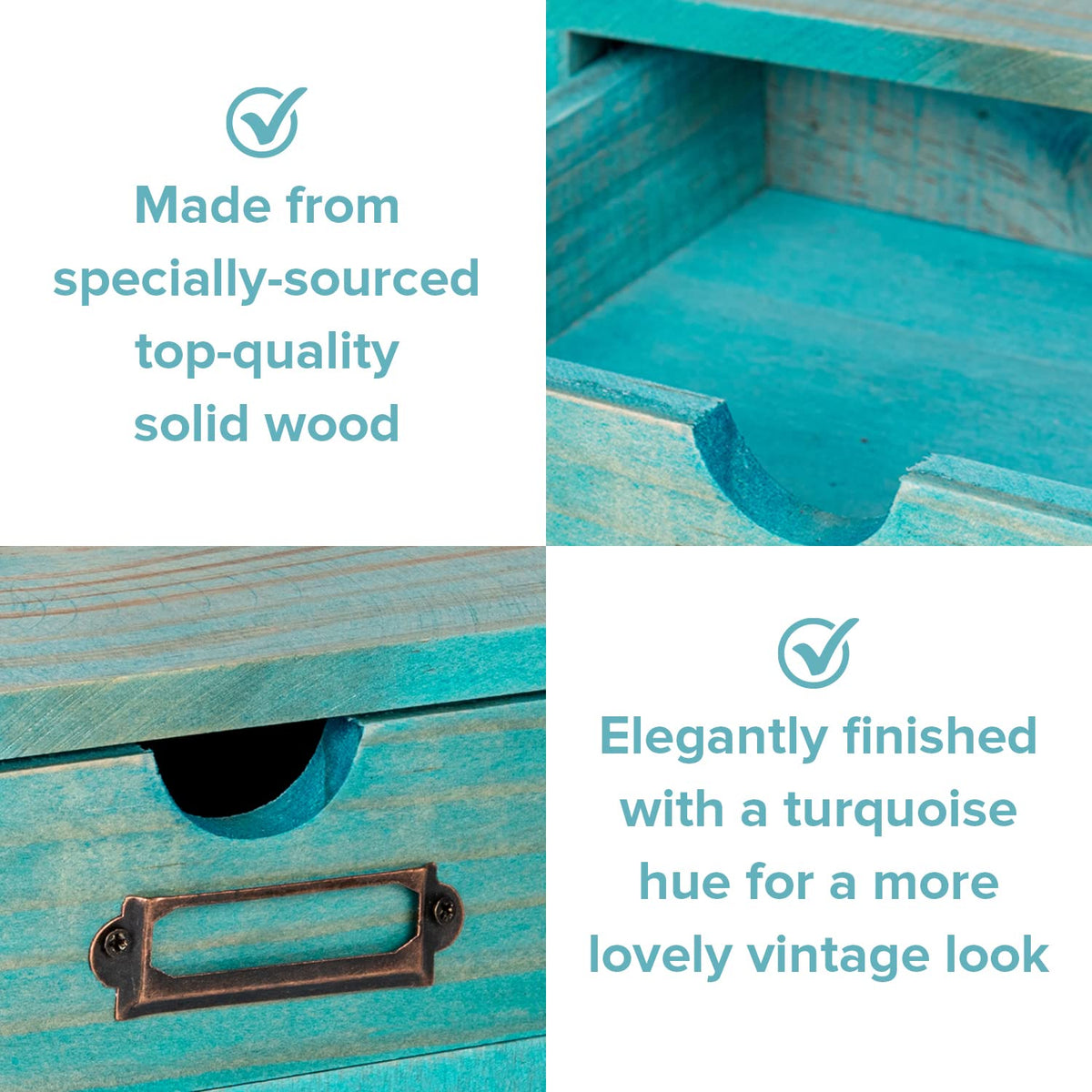 Turquoise Single Drawer Wooden Organizer S787274