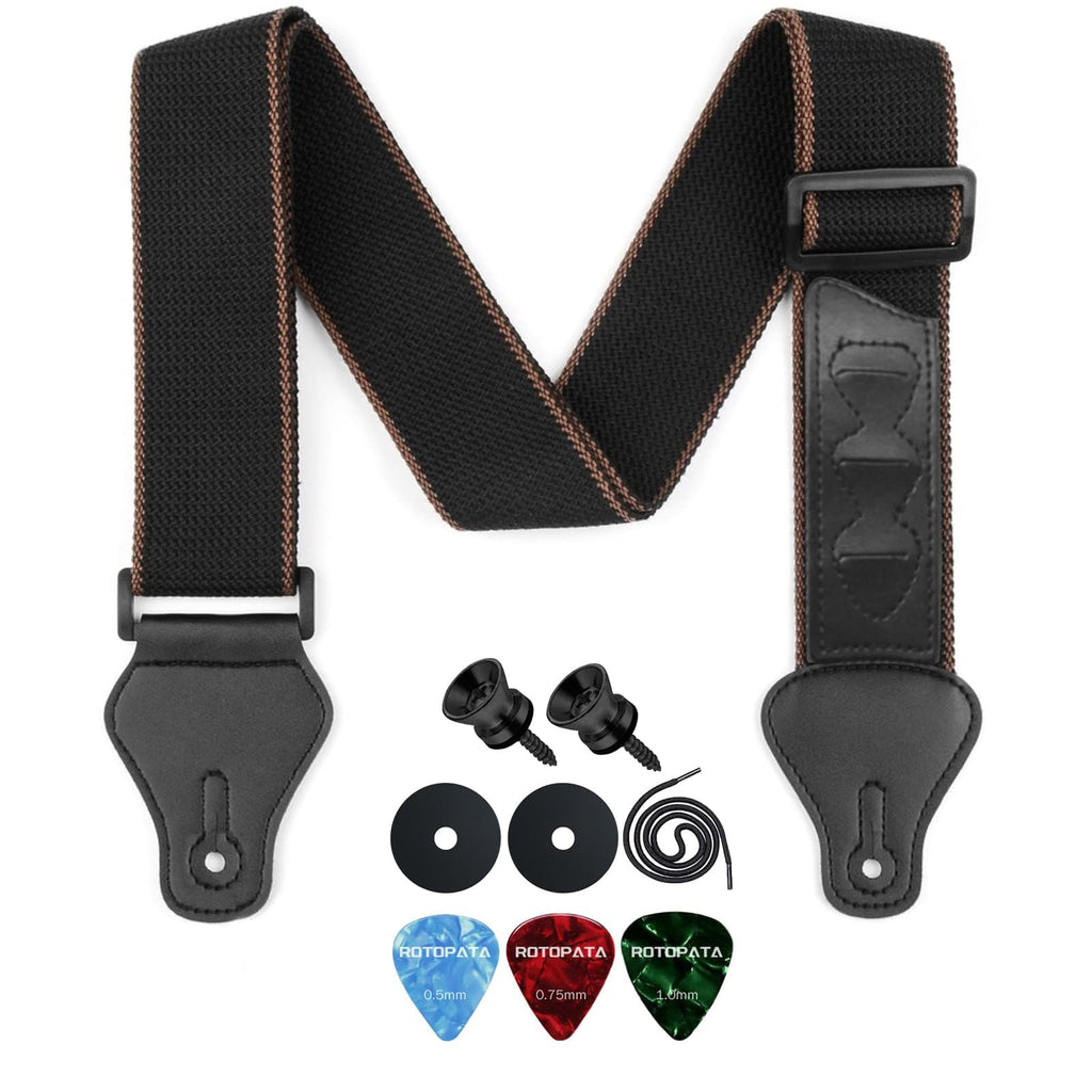 Black Adjustable Guitar Strap Kit with Locks and Picks V8696