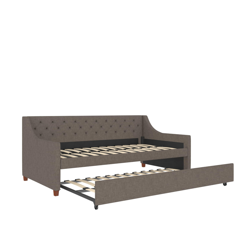 Grey Linen Twin over Twin Upholstered Daybed and Trundle C695491