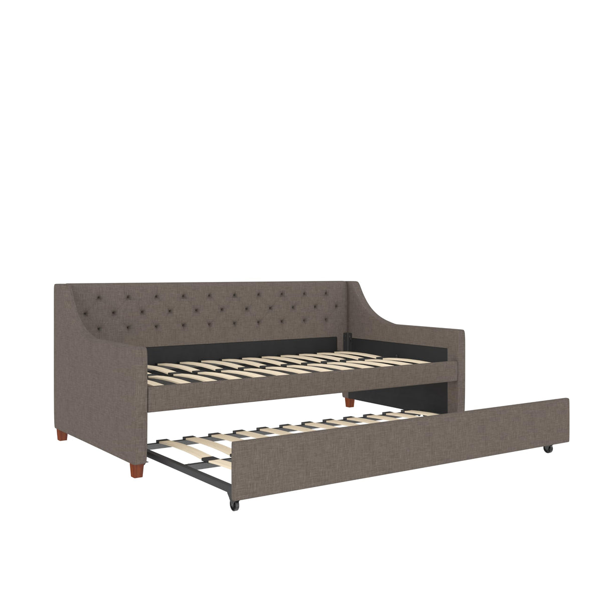 Grey Linen Twin over Twin Upholstered Daybed and Trundle C695491